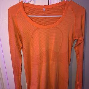 Neon orange swiftly tech long sleeve lululemon top